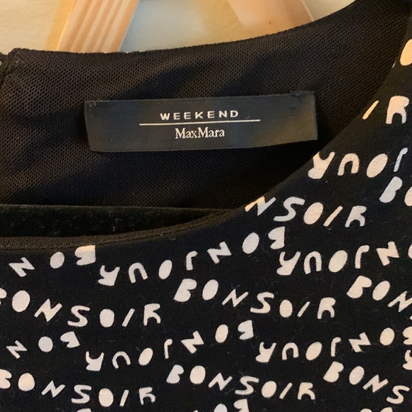 Max Mara weekend Bonsoir/Bonjour black print dress - size med - Picture 2 of 4